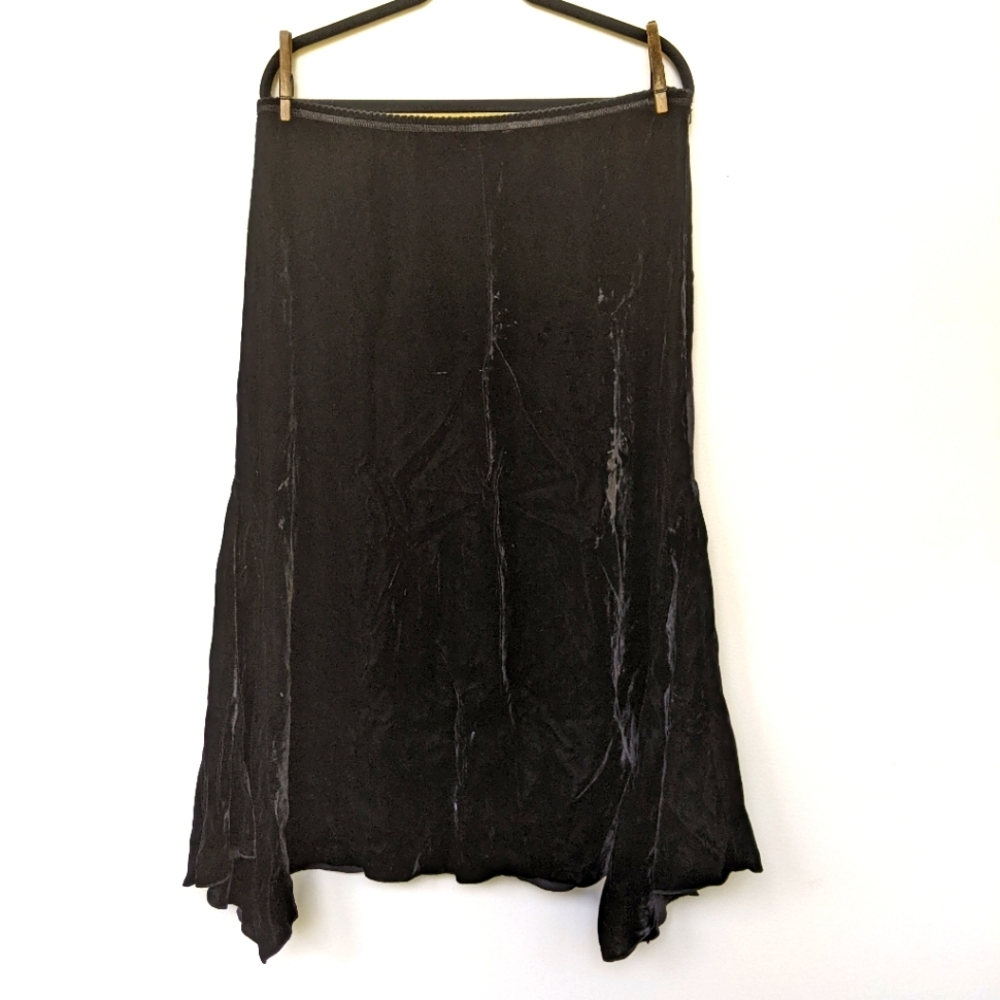 J Jill Velvet Black Asymmetric Skirt Size M